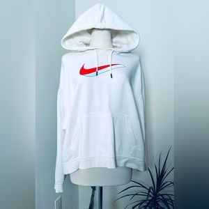 nike pull over sweater white and orange and baby blue Nike stripe